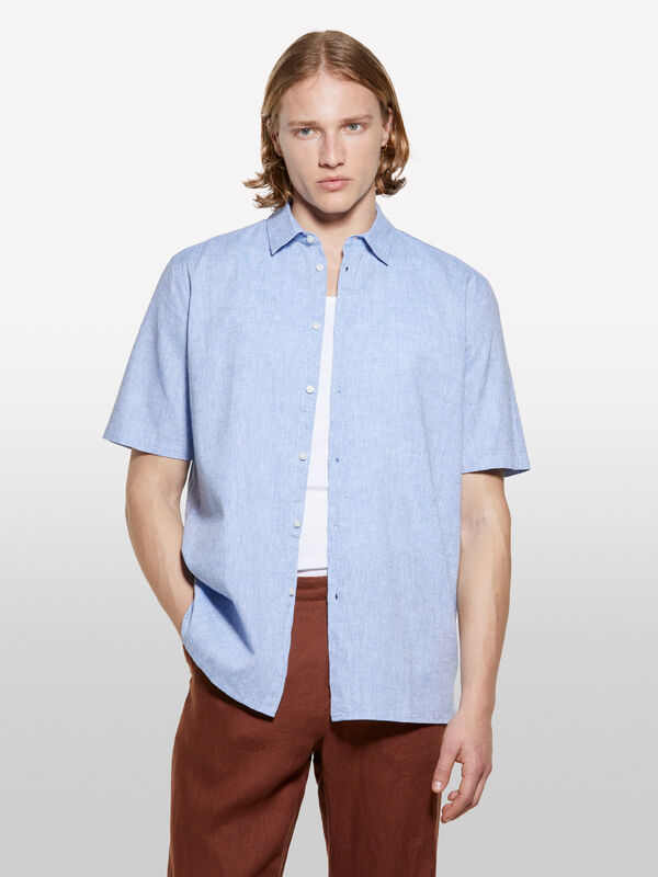Light blue short sleeve shirt - men's regular fit shirts | Sisley