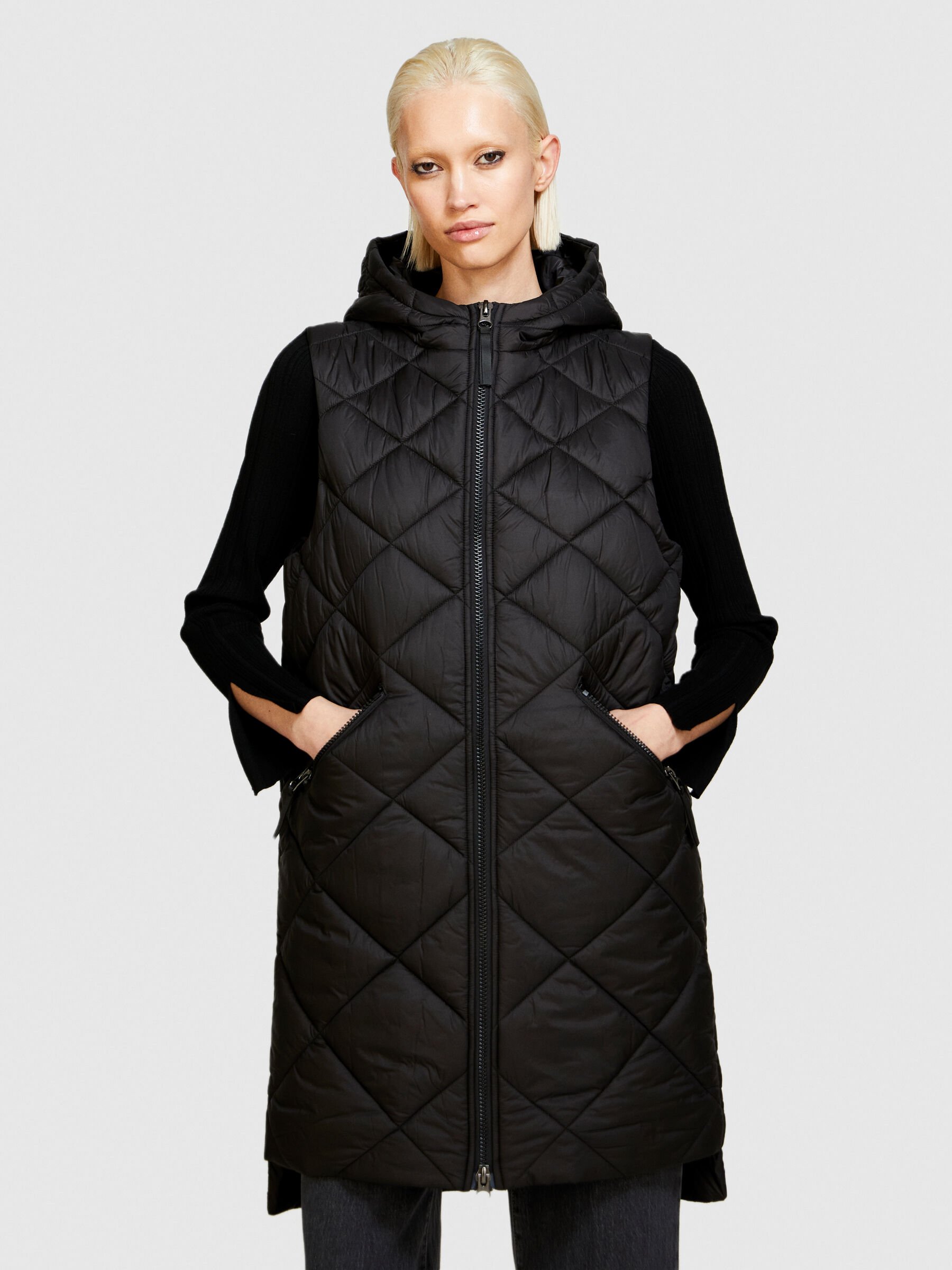 Long vest with hood Women image number null