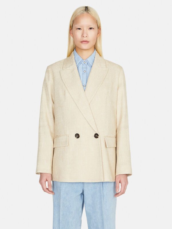 Double-breasted jacket with shoulder pads - women's blazers | Sisley