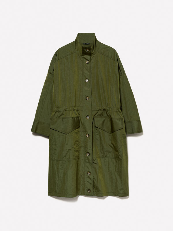 Military green parka with crinkle look - women's jackets | Sisley
