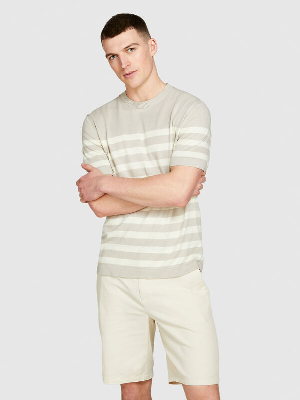 Striped knit t-shirt - men's short sleeve t-shirts | Sisley