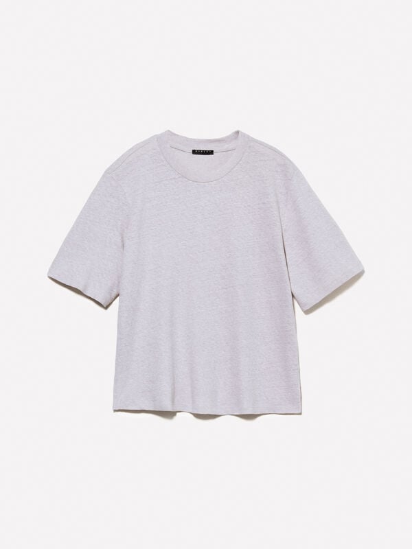 Gray cropped t-shirt Gray cropped t-shirt - women's short sleeve t-shirts | Sisley