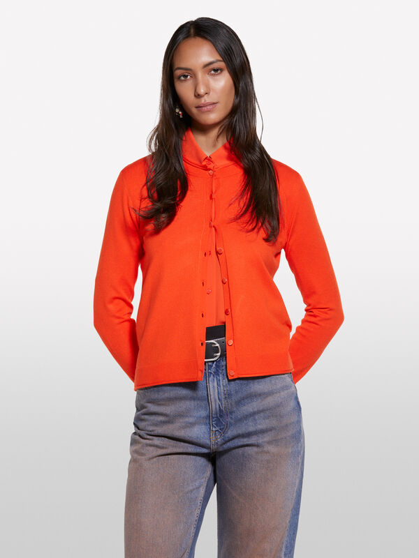 Orange regular fit cardigan - women's cardigans | Sisley