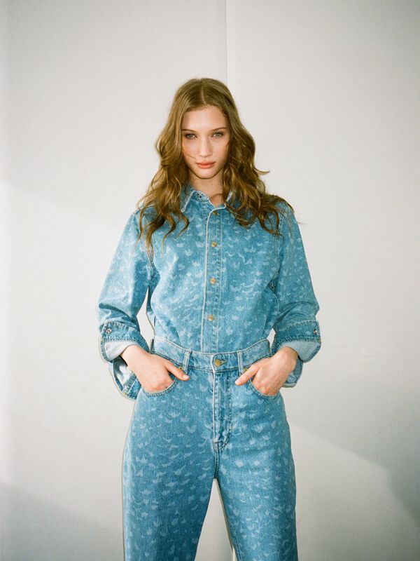 Printed jean shirt - women's shirts | Sisley