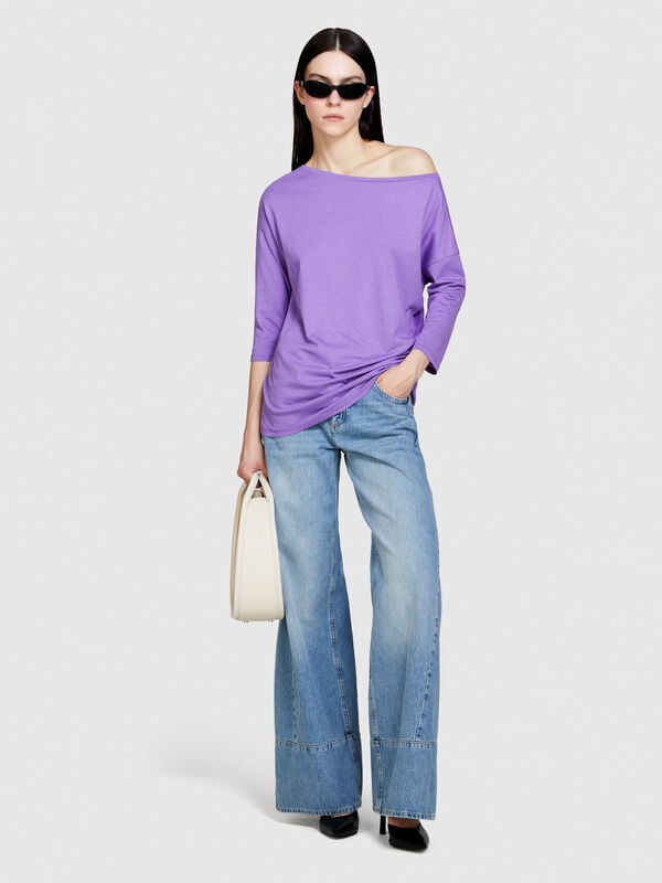 T-shirt with boat neck T-shirt with boat neck - women's long sleeve t-shirts | Sisley