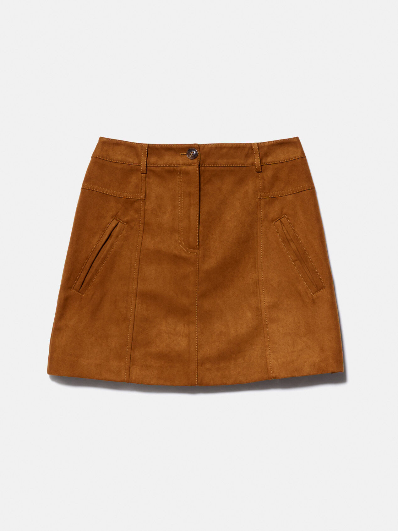 High waisted mini skirt Camel Sisley