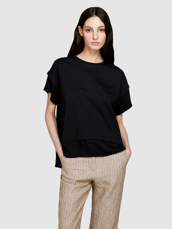 T-shirt with frill - women's short sleeve t-shirts | Sisley