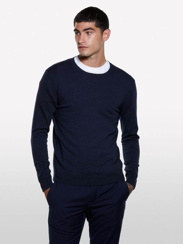 Dark blue crew neck sweater - men's crew neck sweaters | Sisley