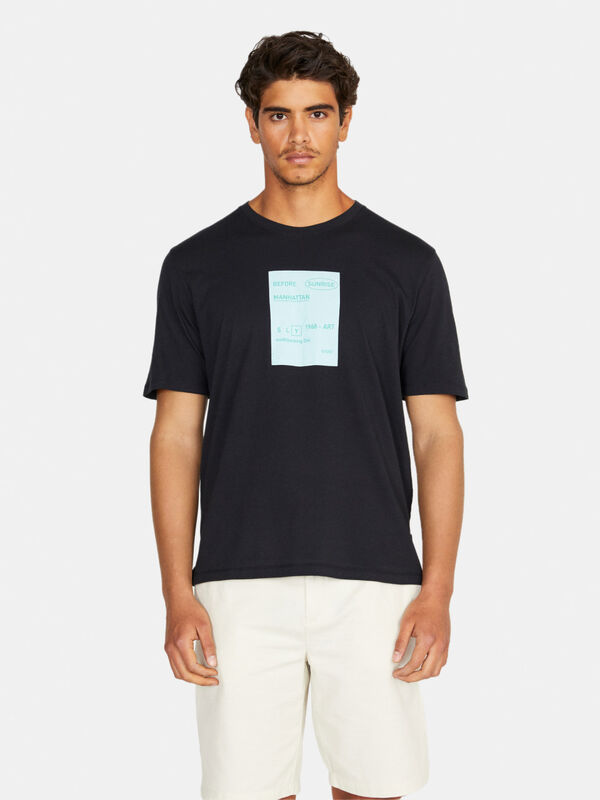 Relaxed fit t-shirt with print - men's short sleeve t-shirts | Sisley
