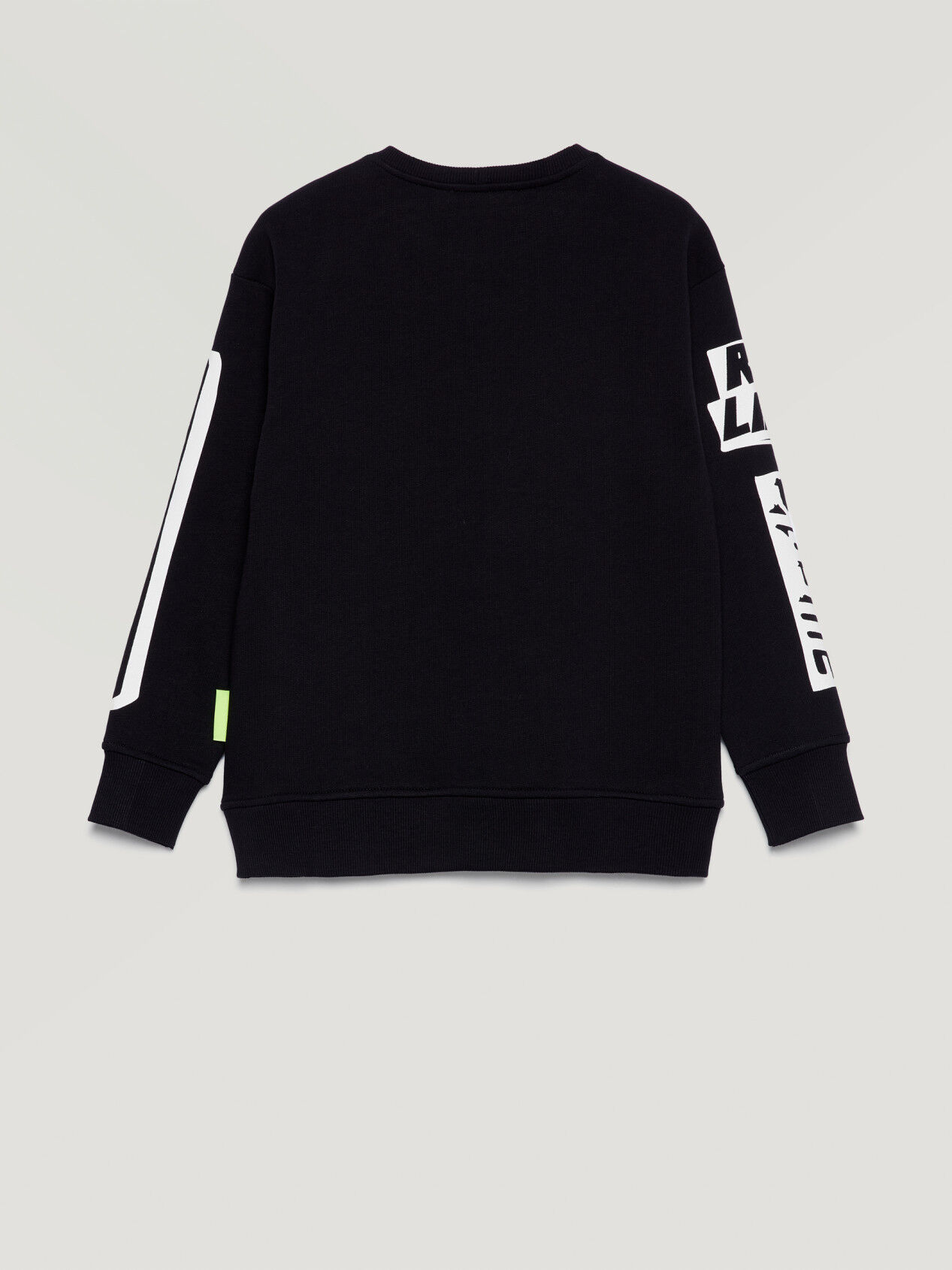 sweatshirt with writing on sleeve