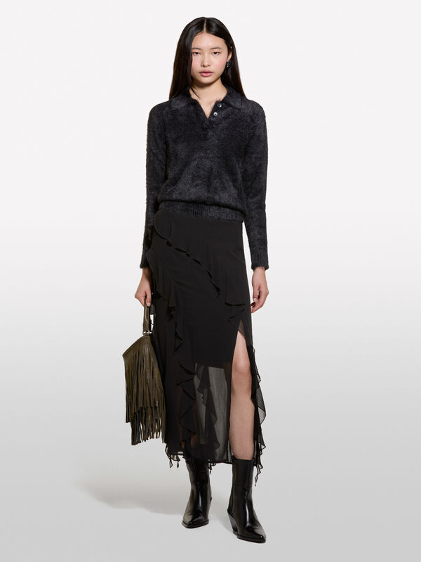 Skirt with rouches - women's long skirts | Sisley