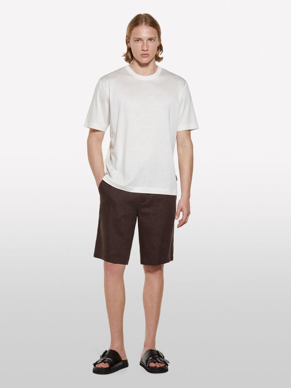 Cream white regular fit t-shirt - men's short sleeve t-shirts | Sisley