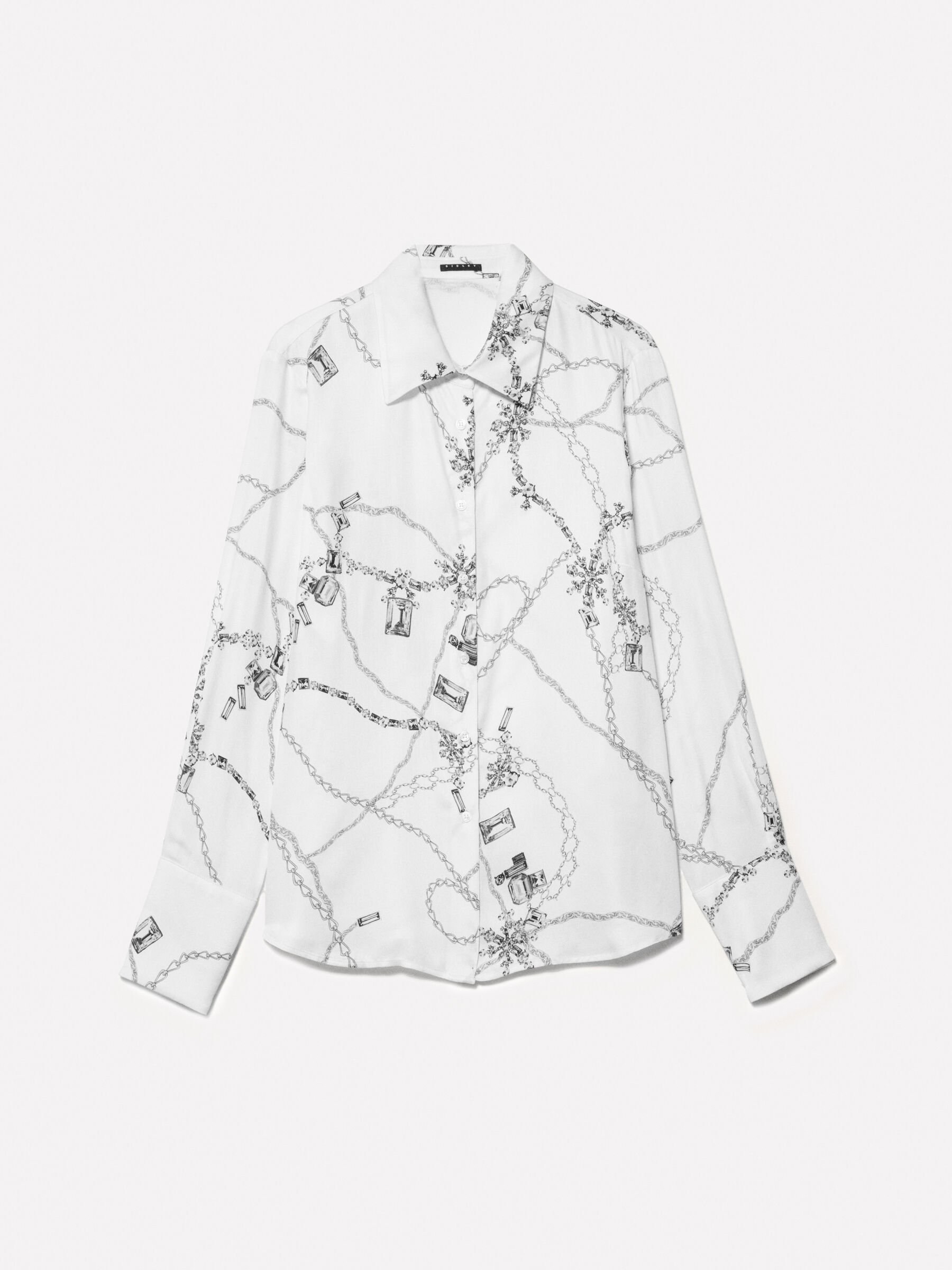 Cream white printed shirt, Creamy White - Sisley