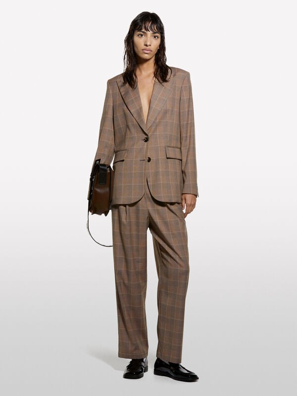 Relaxed fit tartan joggers - women's palazzo trousers | Sisley