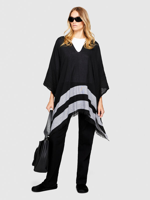 Frayed poncho - women's cloaks, ponchos and capes | Sisley