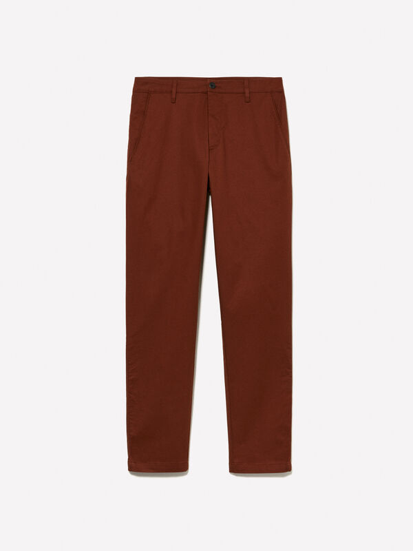 Brown slim fit chinos - men's chino trousers | Sisley