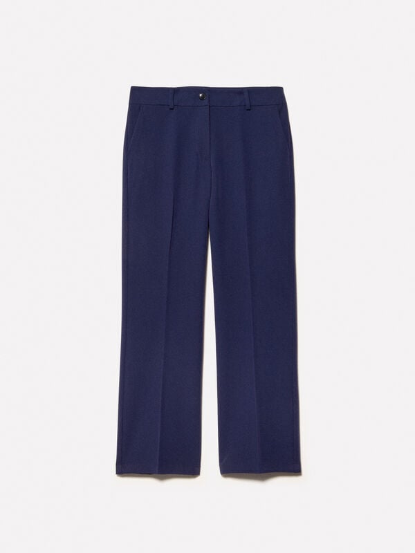 Dark blue flared fit trousers Dark blue flared fit trousers - women's flared trousers | Sisley