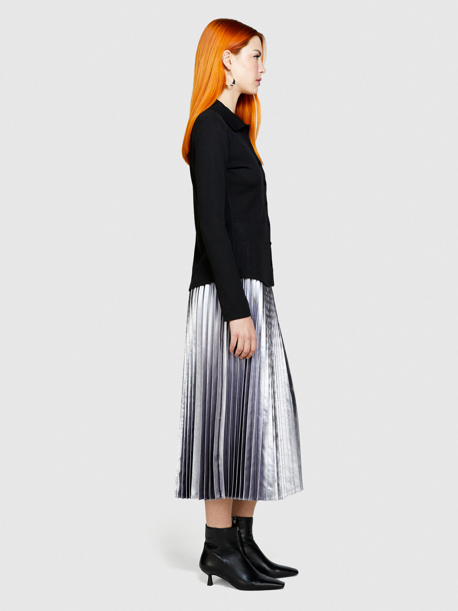 Glossy pleated skirt Women image number null