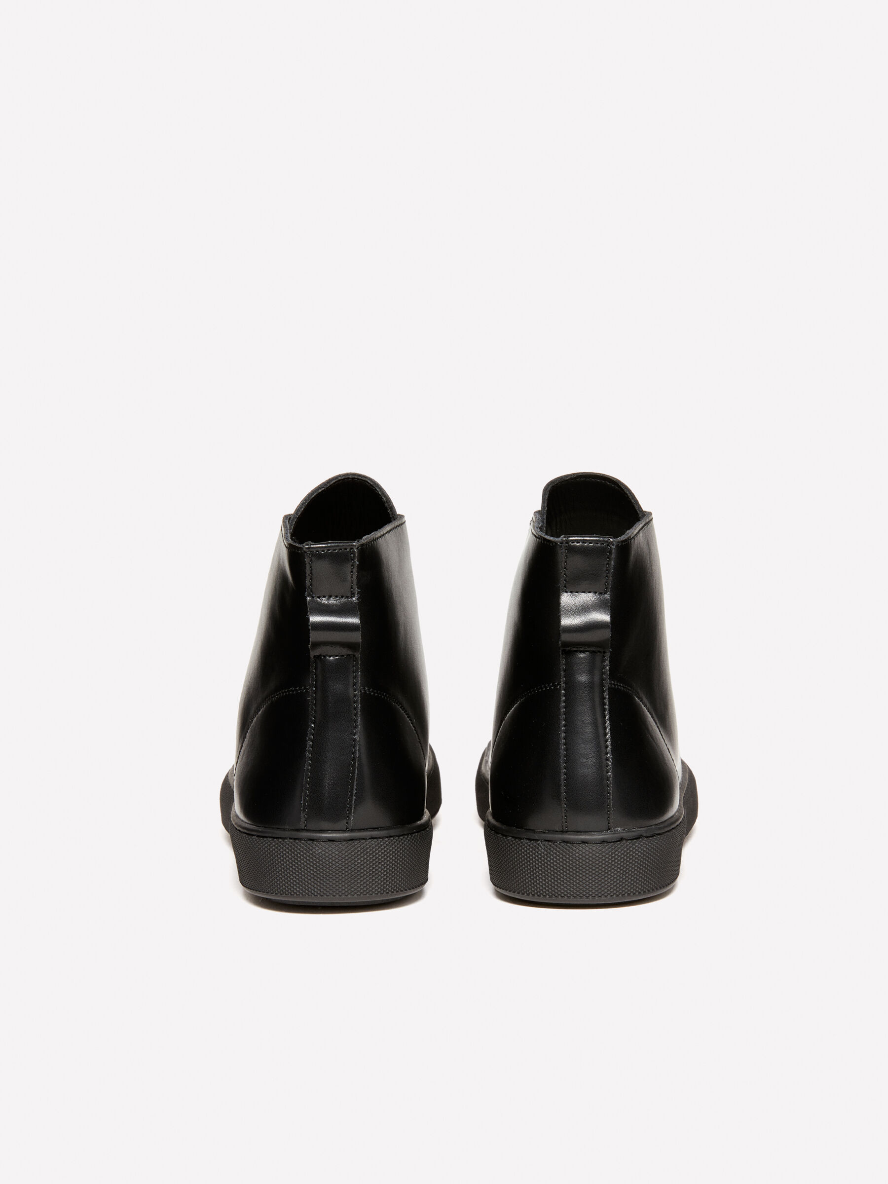 Black high-top leather sneakers, Black - Sisley