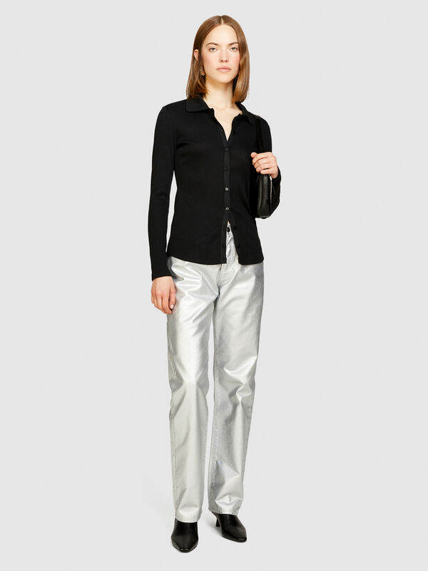Ribbed shirt - women's shirts | Sisley