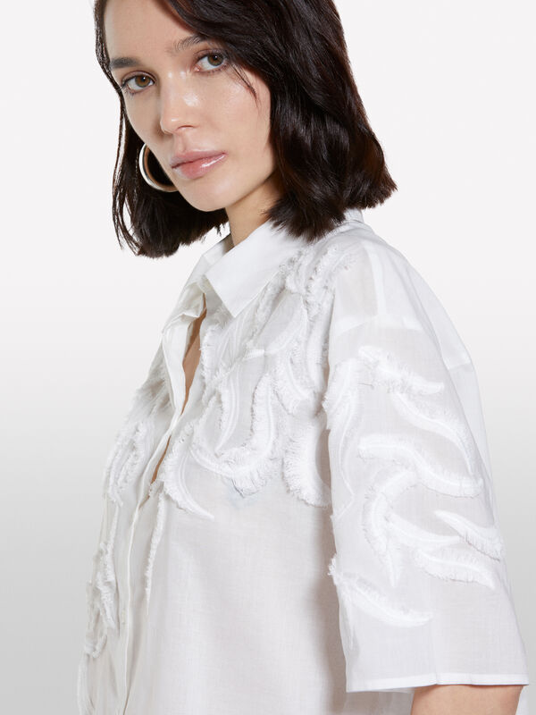 White shirt with embroidery  - women's shirts | Sisley