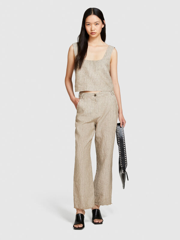 Pinstripe top in 100% linen - women's tops | Sisley