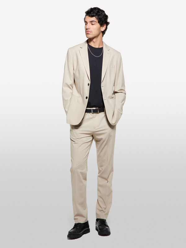 Beige formal trousers - men's slim fit trousers | Sisley
