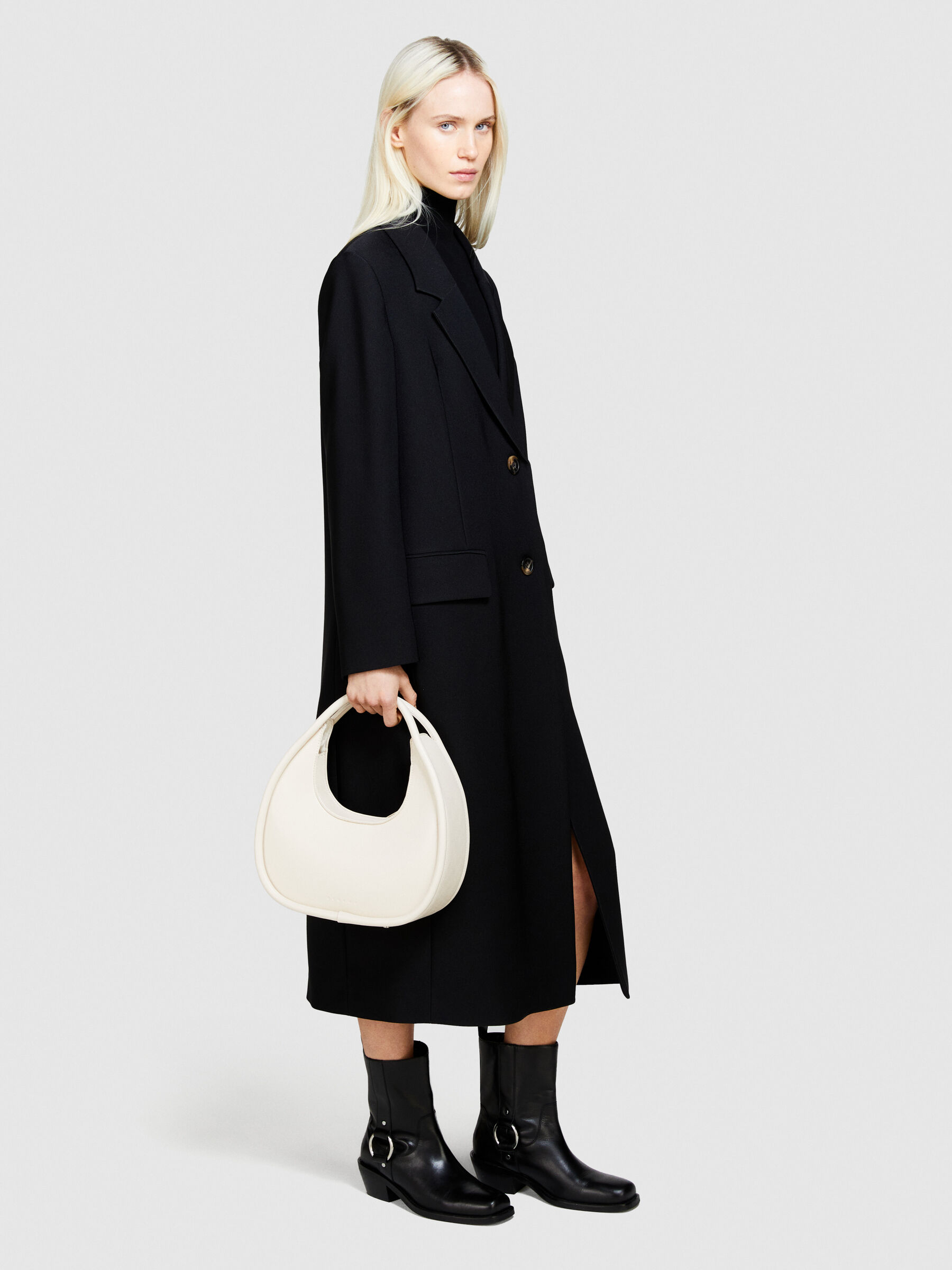 Single breasted duster coat Black Sisley