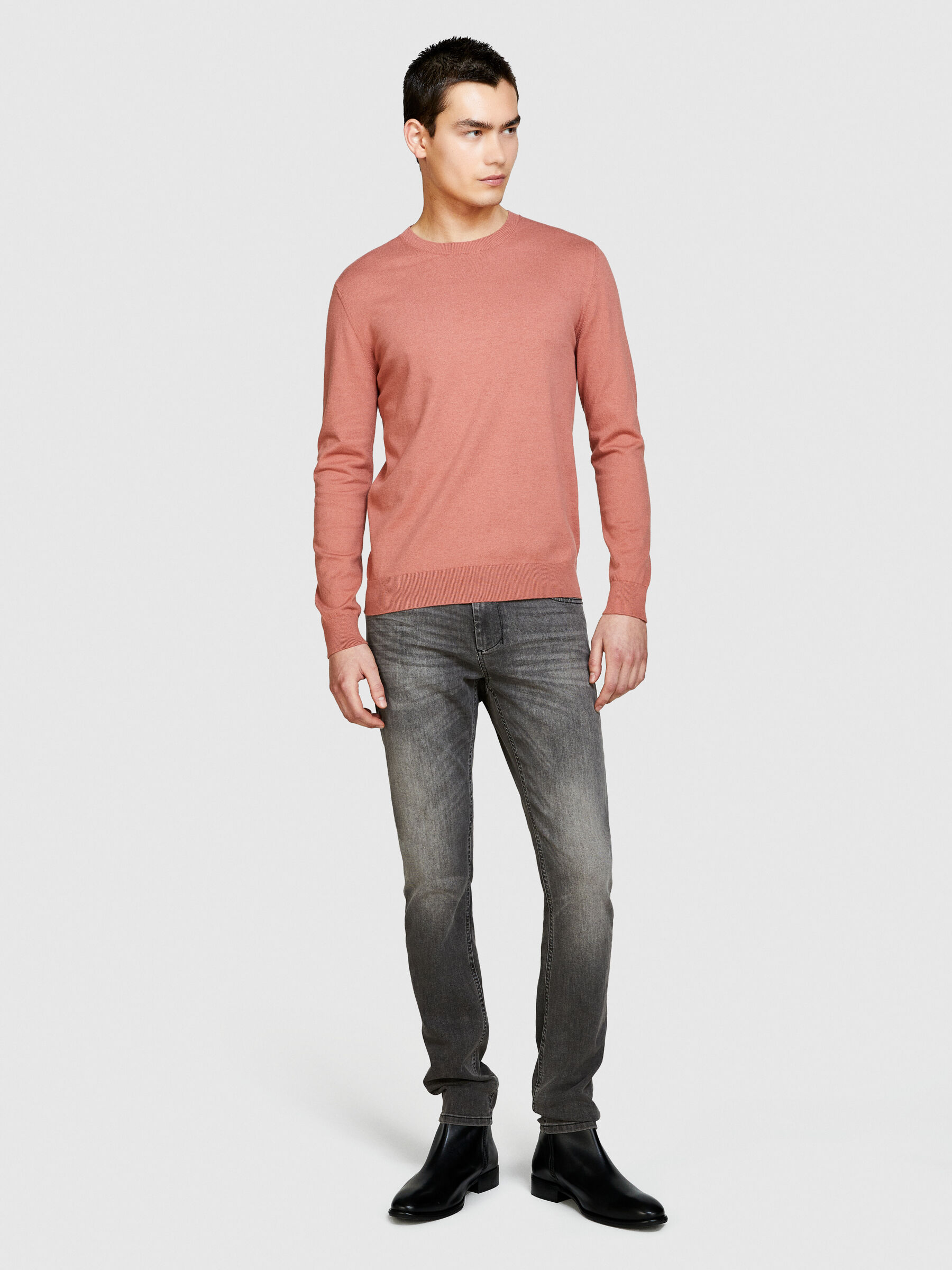 Mens crew neck sweaters slim fit sale
