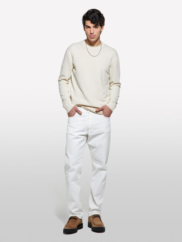 Beige crew neck sweater - men's crew neck sweaters | Sisley