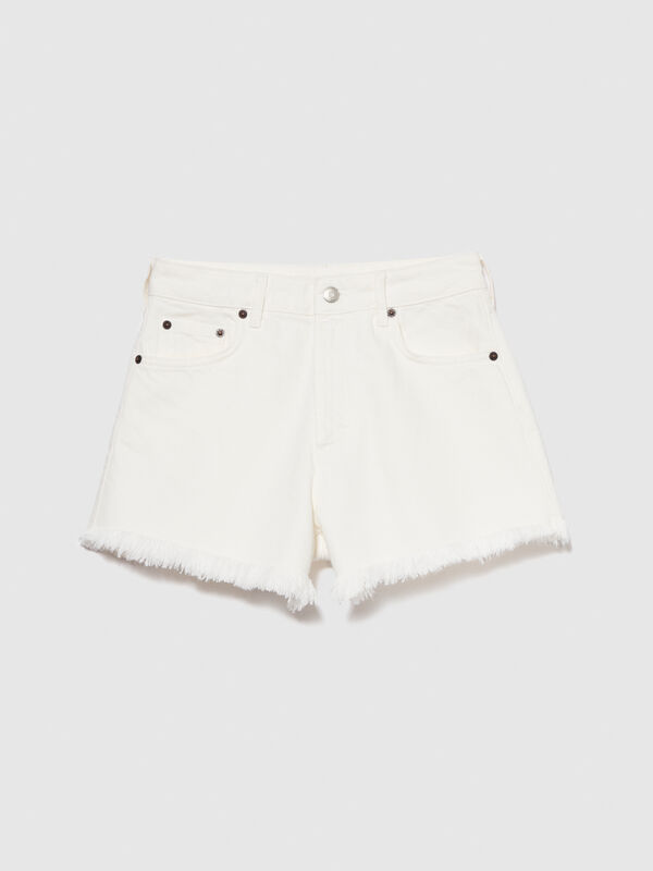 Fringed jean shorts Fringed jean shorts - women's jean shorts | Sisley