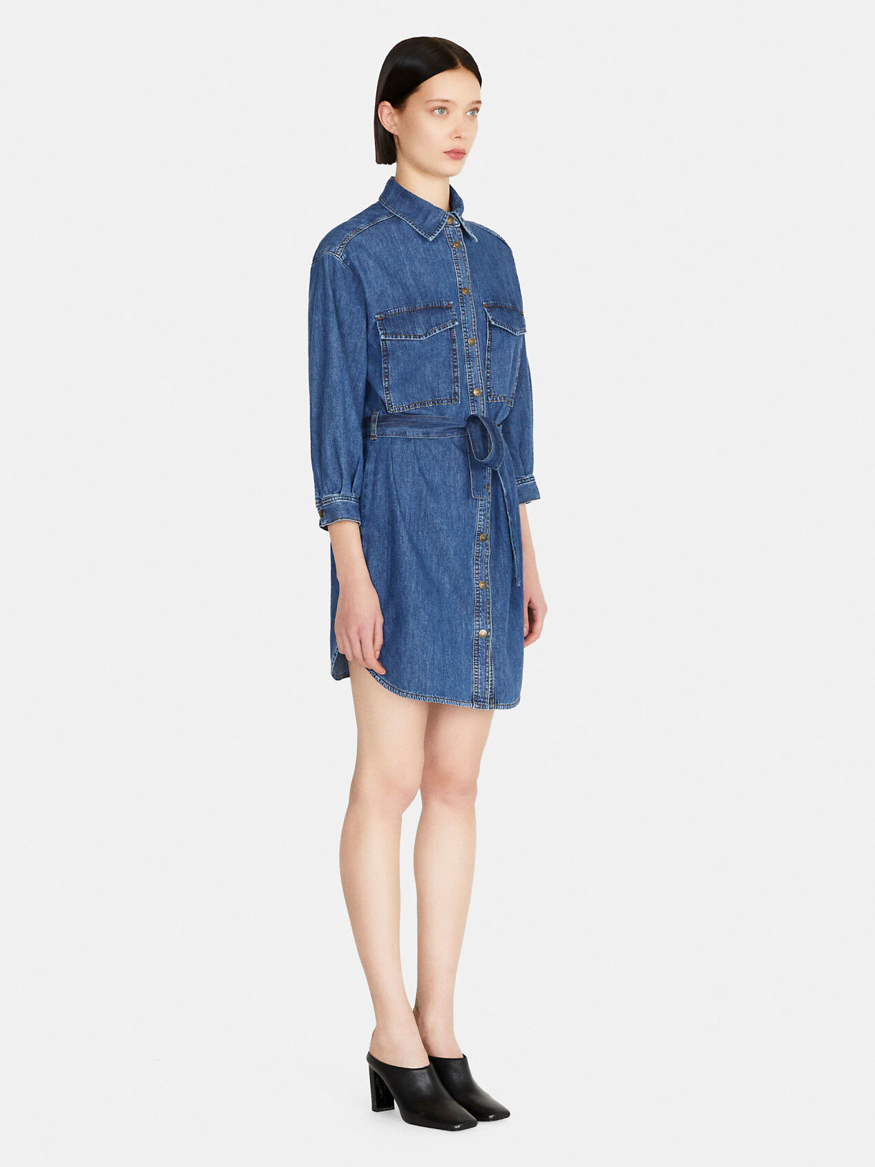 Denim shirt dress with belt discount