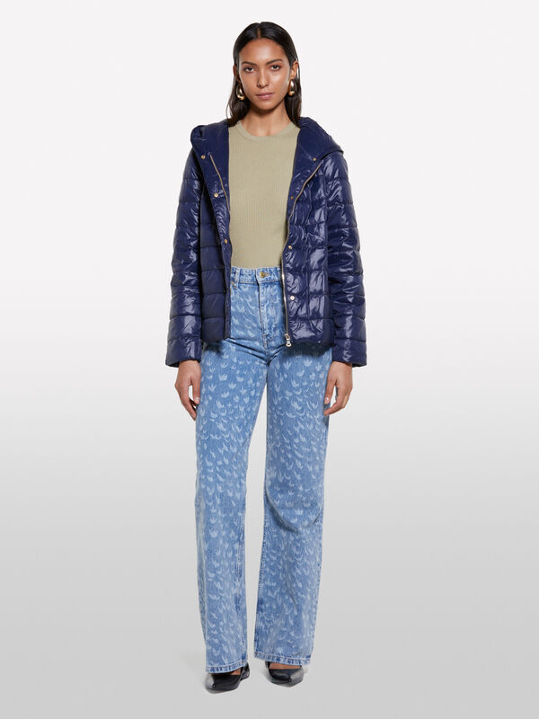 Blue padded jacket with sash - women's puffer jackets and coats | Sisley