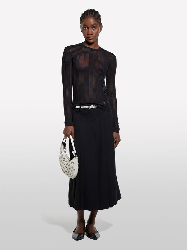 Black striped-look sweater - women's crew neck sweaters | Sisley