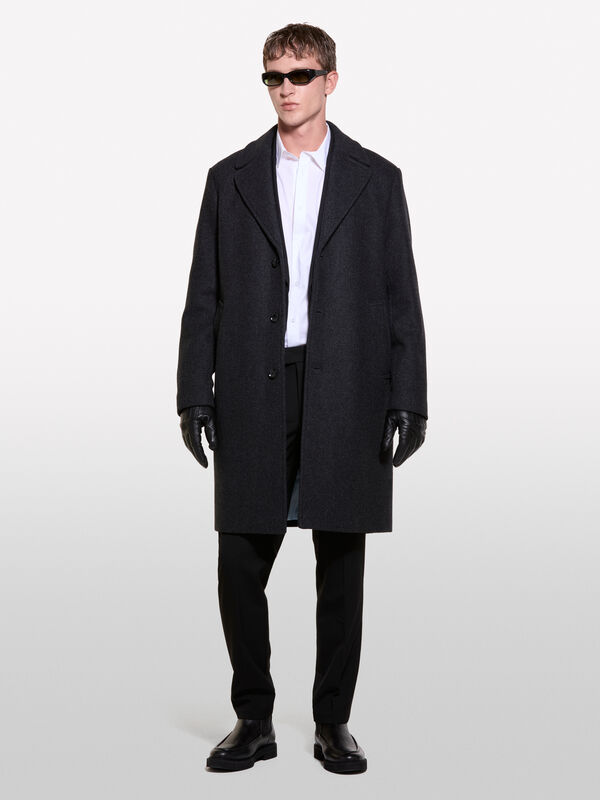 Single-breasted gray coat - men's coats | Sisley