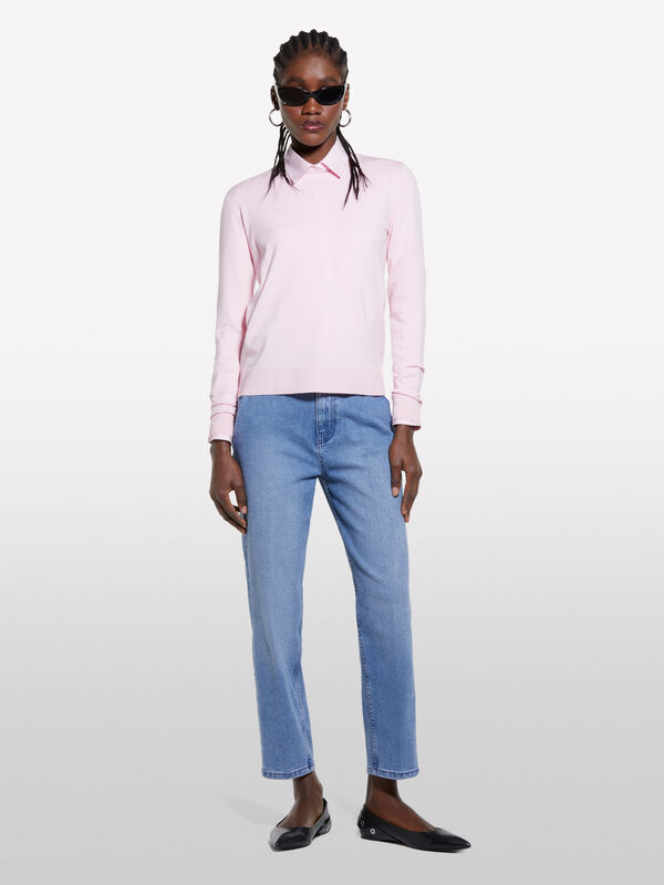 Pink crew neck sweater - women's crew neck sweaters | Sisley
