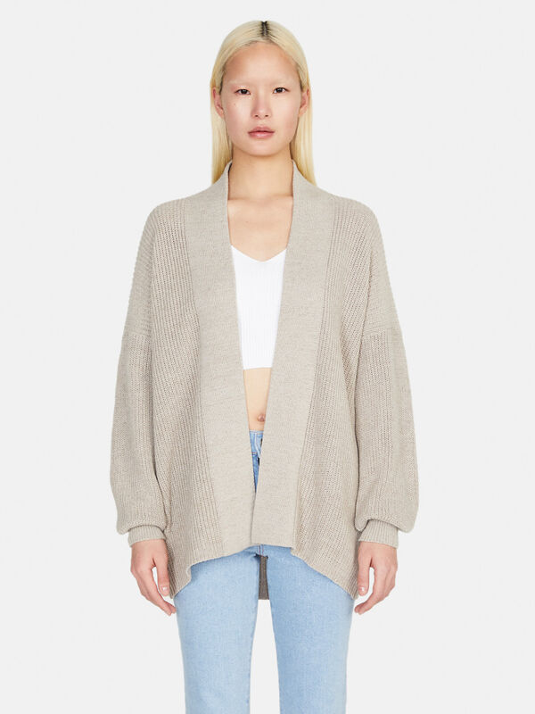 Cardigan with puff sleeves - women's cardigans | Sisley