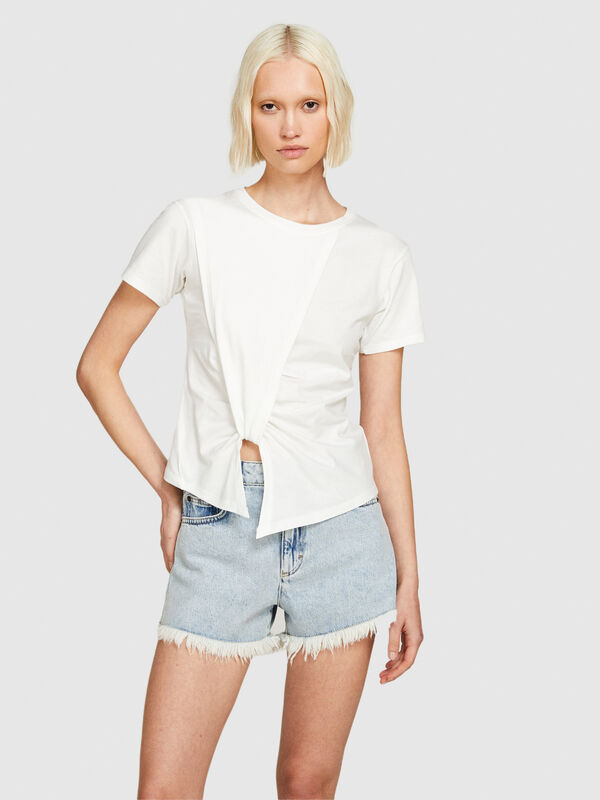 T-shirt with knot - women's short sleeve t-shirts | Sisley