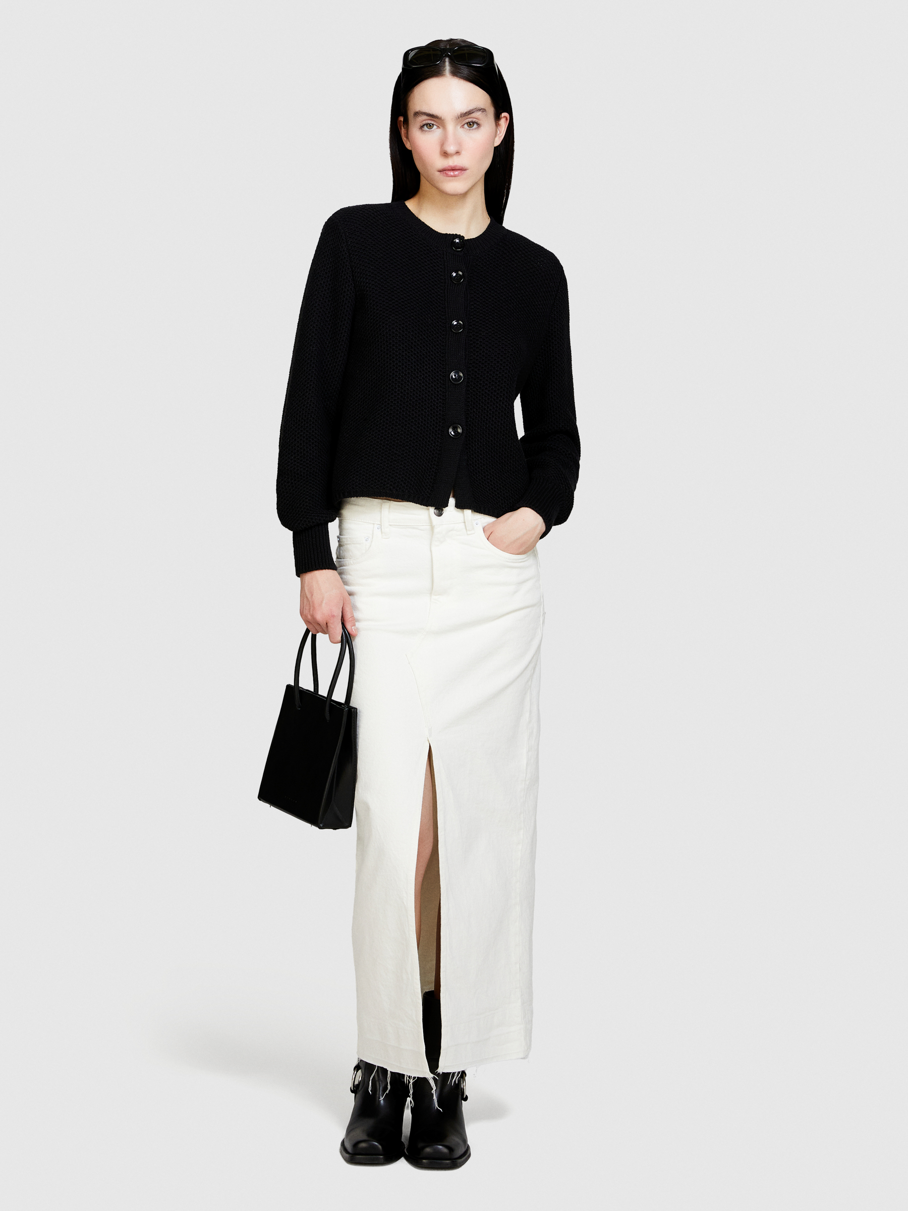 【as\"on】SICILY BUTTON CARDIGAN◆ BLACK SICILY BUTTON CARDIGAN / BLACK - 애즈온