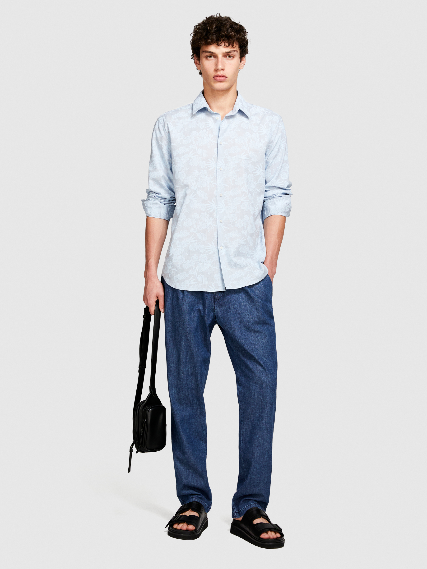 パンツ 60's Blue&Black Chambray Wool Slacks Trousers in chambray, Blue - Sisley