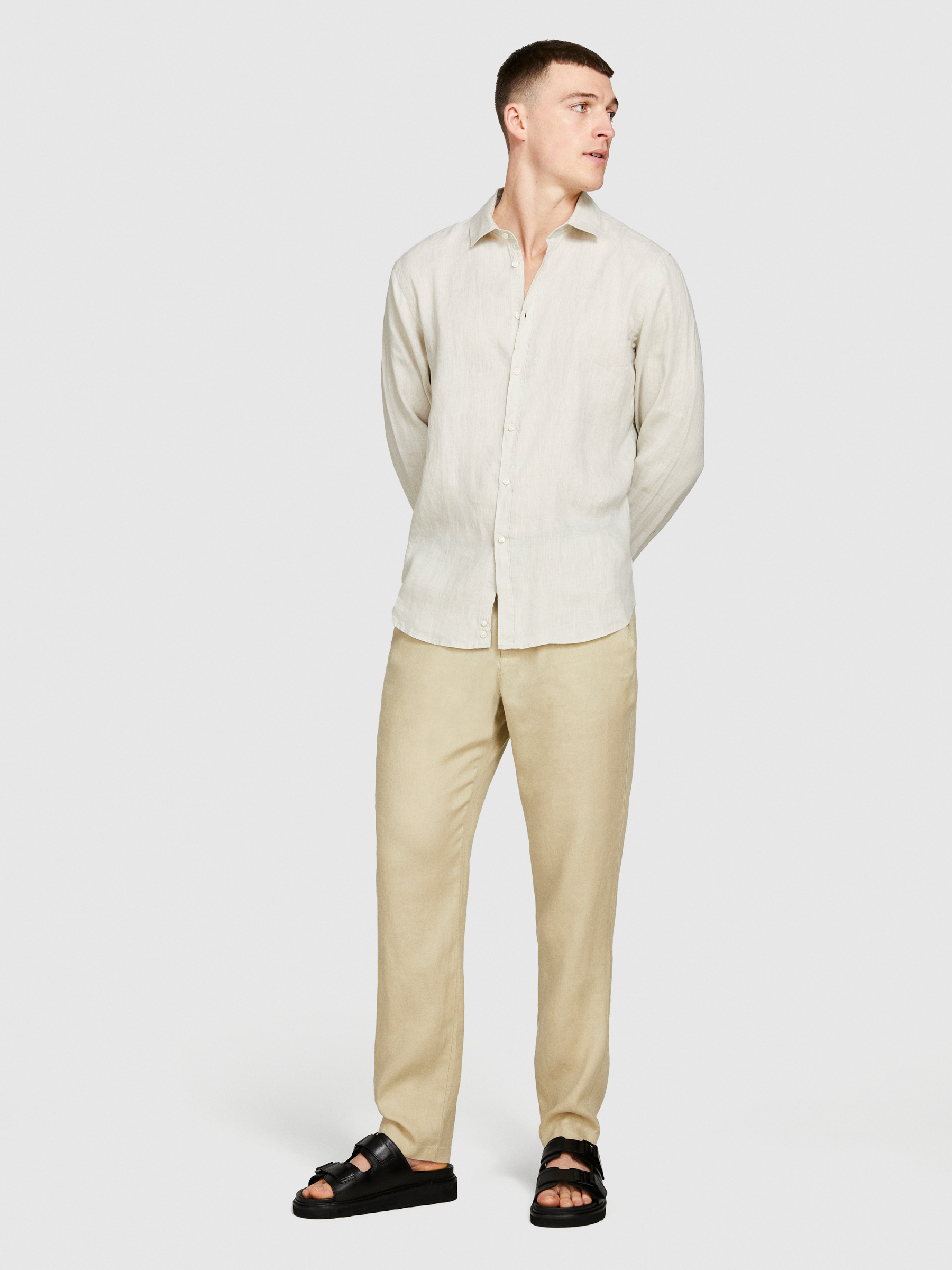 100% linen shirt, Beige - Sisley