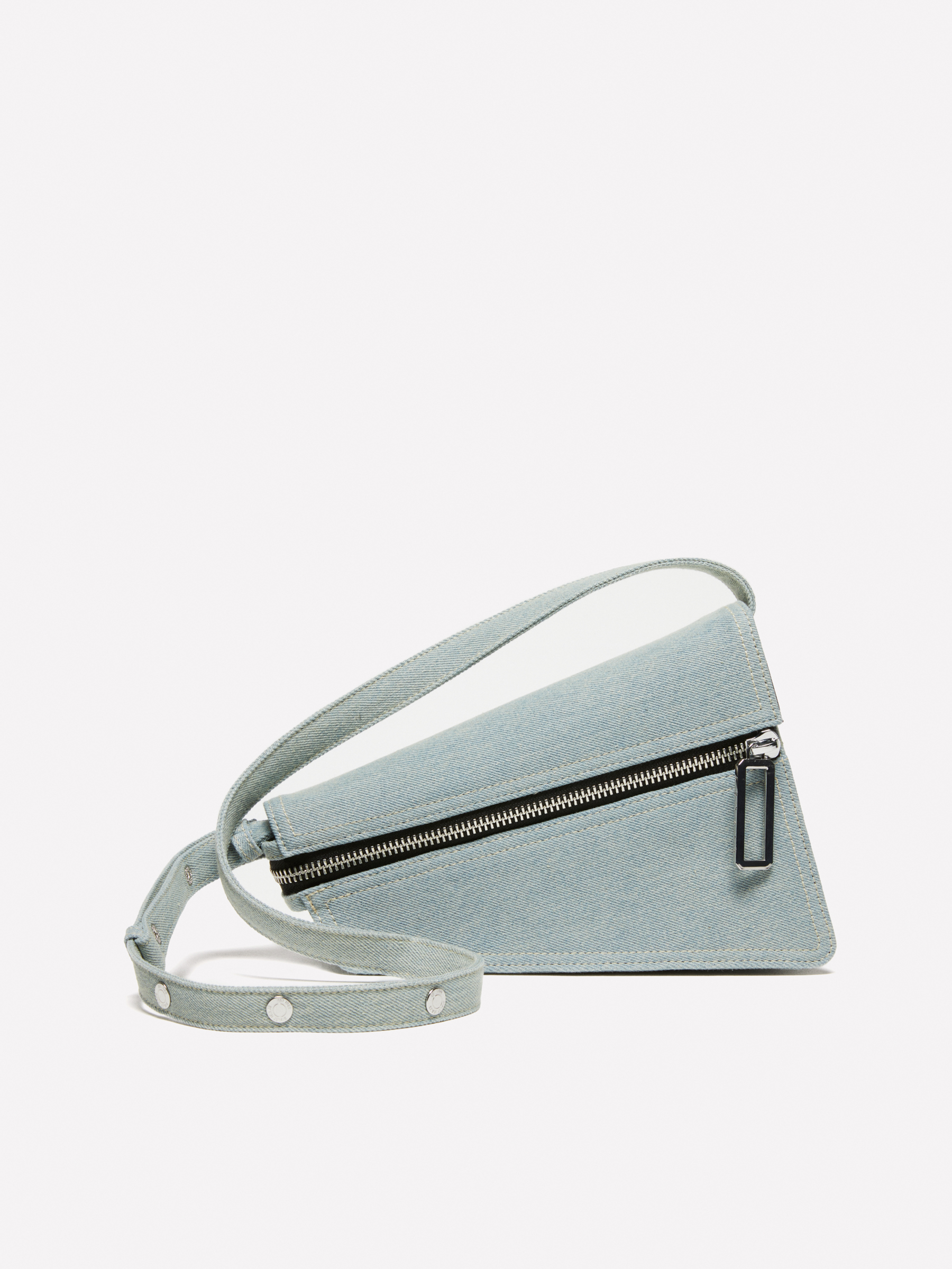 ●Fallett● Asymmetric bag denim light blue FA2401BG12BL Asymmetric denim bag with shoulder strap , Light Blue - Sisley