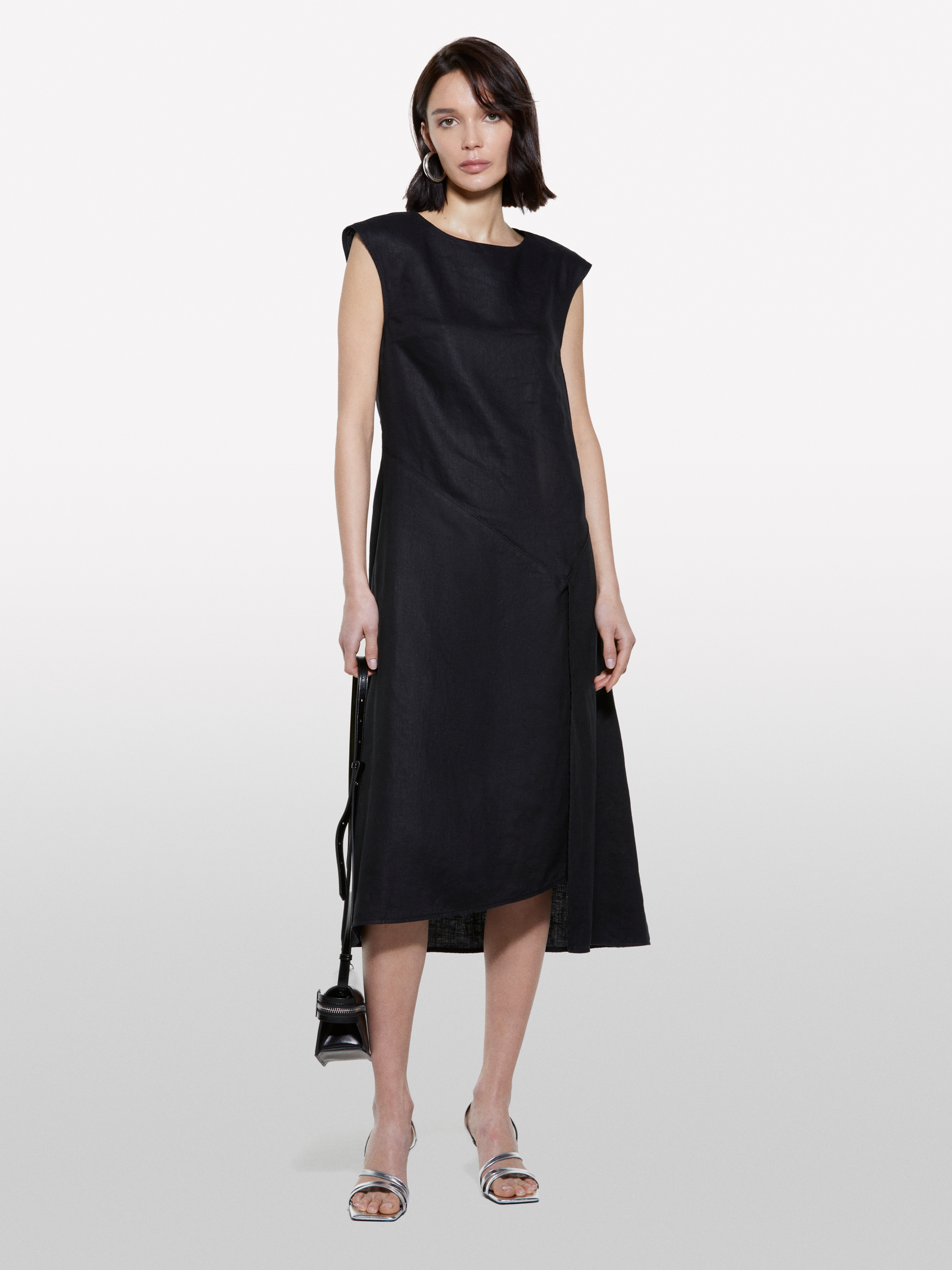 [RRACE] / ☆ Nep linen Dress / Black Buy Black Scoop Back Mini Shift Dress With Linen from Next